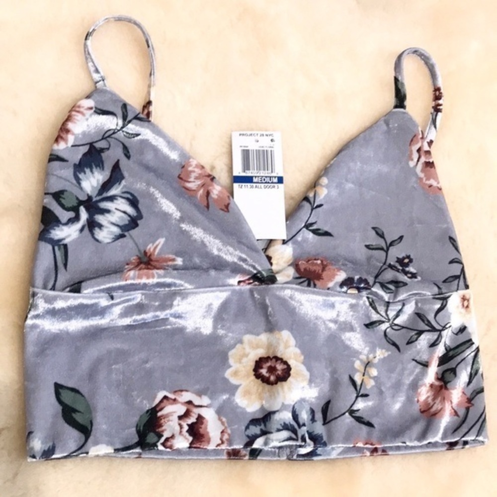Project 28 NYC Lavander Floral Crushed Velvet Bra. S,M,L - Picture 3 of 7
